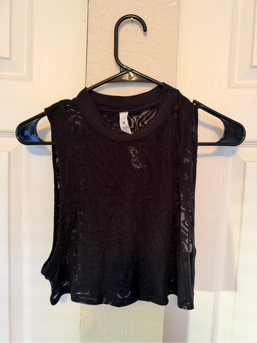lululemon athletica Black Sheer Sleeveless Crop Tank